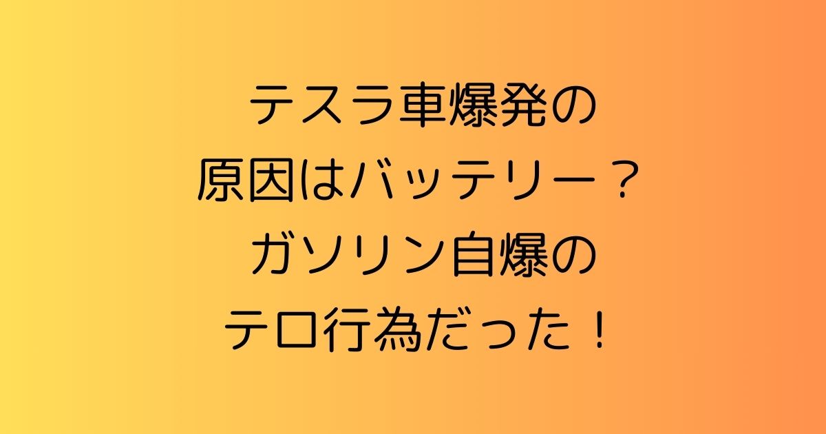 テスラ車爆発の原因はバッテリー？ガソリン自爆のテロ行為だった！